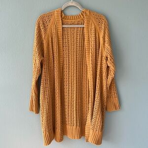 Mustard Yellow Midi Open Knit Cardigan Women’s Medium